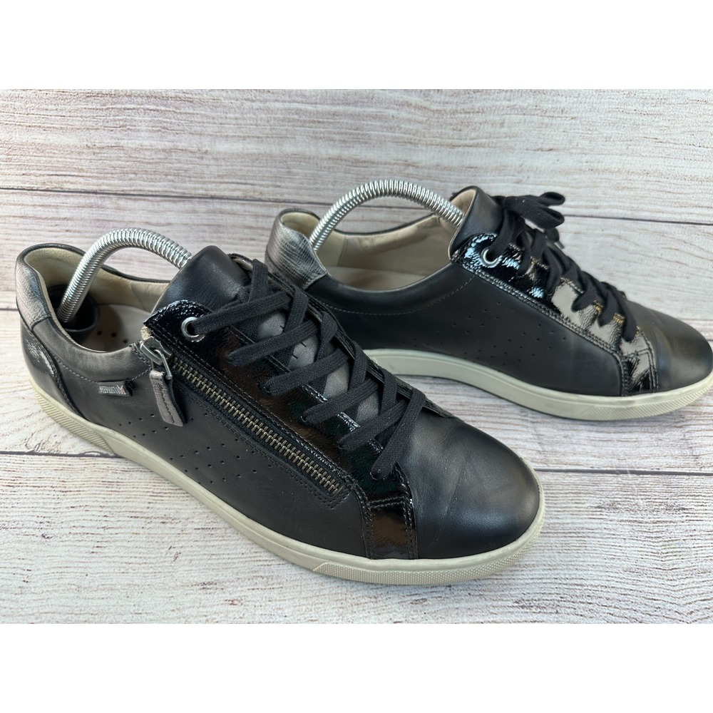 Mephisto Women's Black Leather Zip Lace Up Sneakers Comfort Shoes Size 10.5 $299